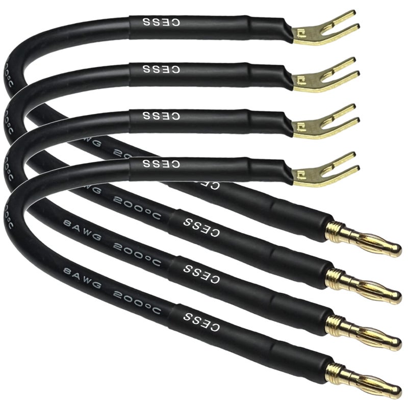 CNCESS CESS-027L HiFi Speaker Cable Jumpers Wire 6-inch - Spade Plug to Banana Plug Speaker Jumper Cable - 4 Pack (Large Fork) - Image 5